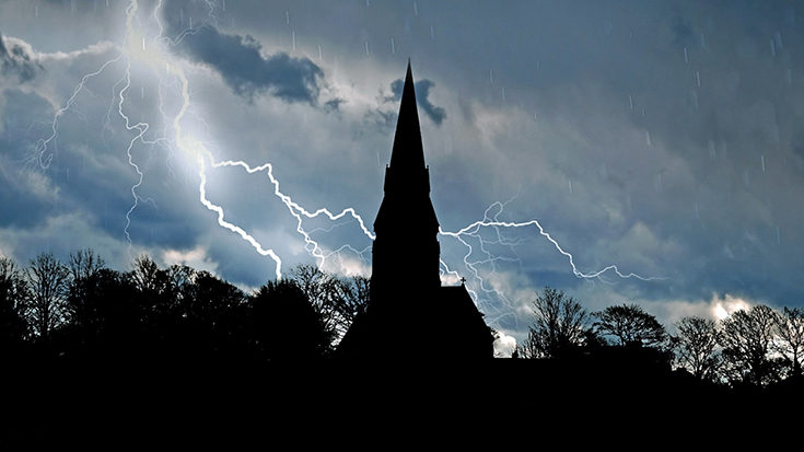 Photo of church plus lightning